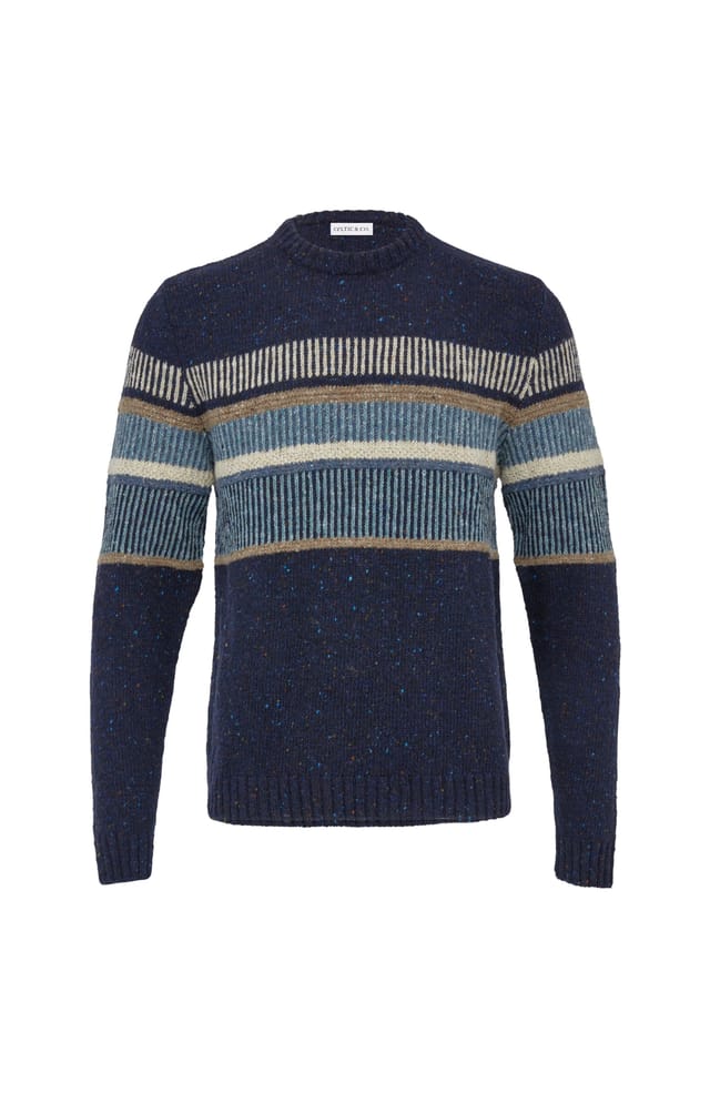 Celtic & Co Celtic & Co Men's Statement Donegal Wool Sweater in Mid Navy - 2