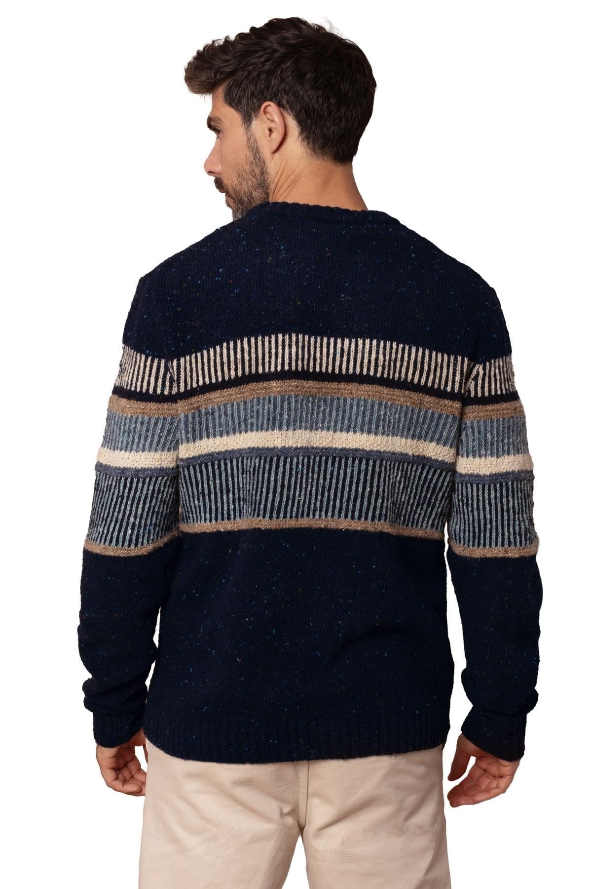 Celtic & Co Celtic & Co Men's Statement Donegal Wool Sweater in Mid Navy - 4