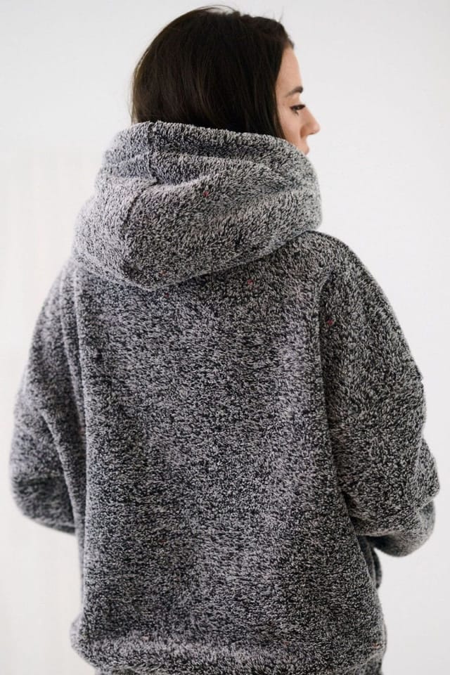 Love Lace Love Lace Women's Casual Teddy Bear Hooded Sweatshirt in Grey - 3
