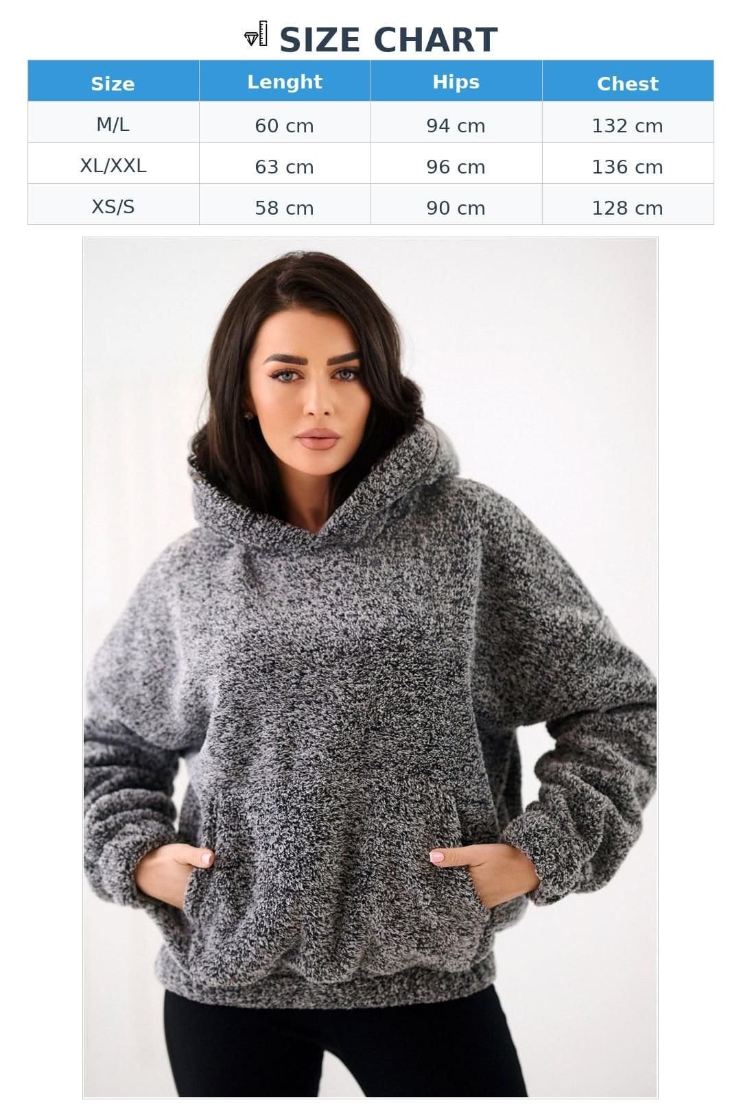 Love Lace Love Lace Women's Casual Teddy Bear Hooded Sweatshirt in Grey - 4