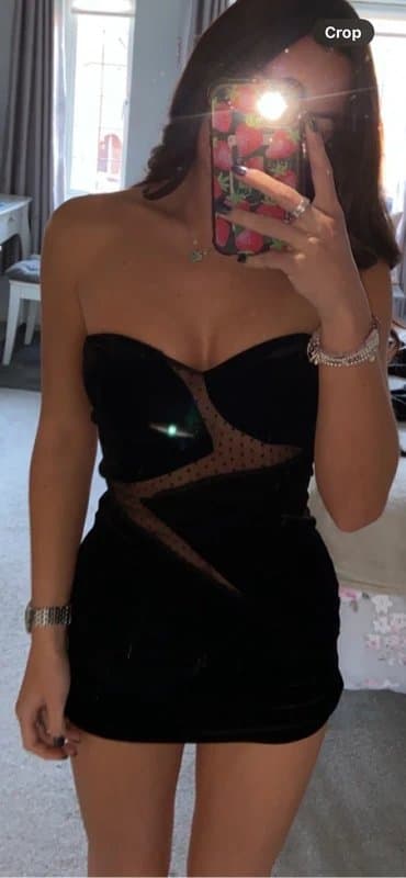 ASOS Asos black velvet mini dress with mesh detail