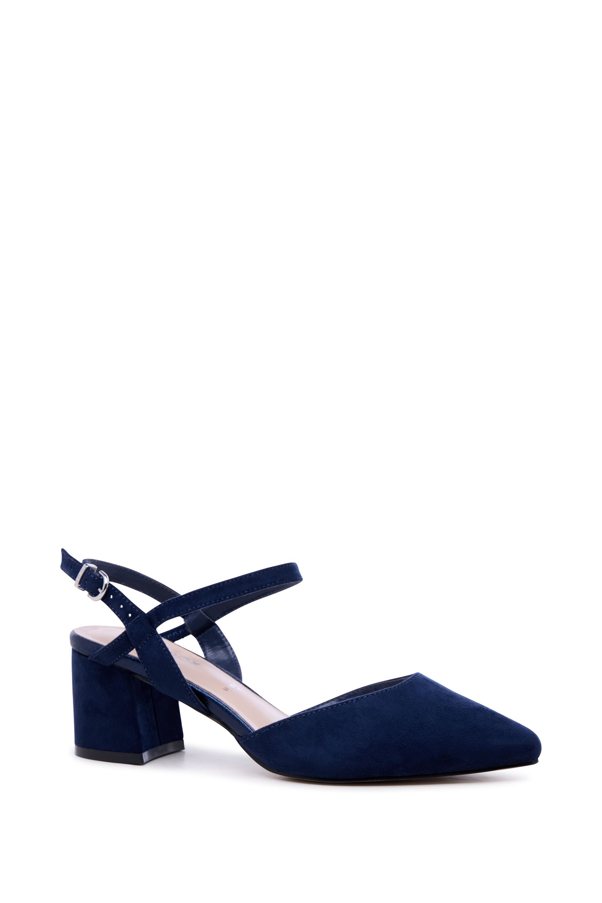 Paradox London Paradox London Women's Gloriette' Wide Fit Block Heel Court Shoes in Navy - 2