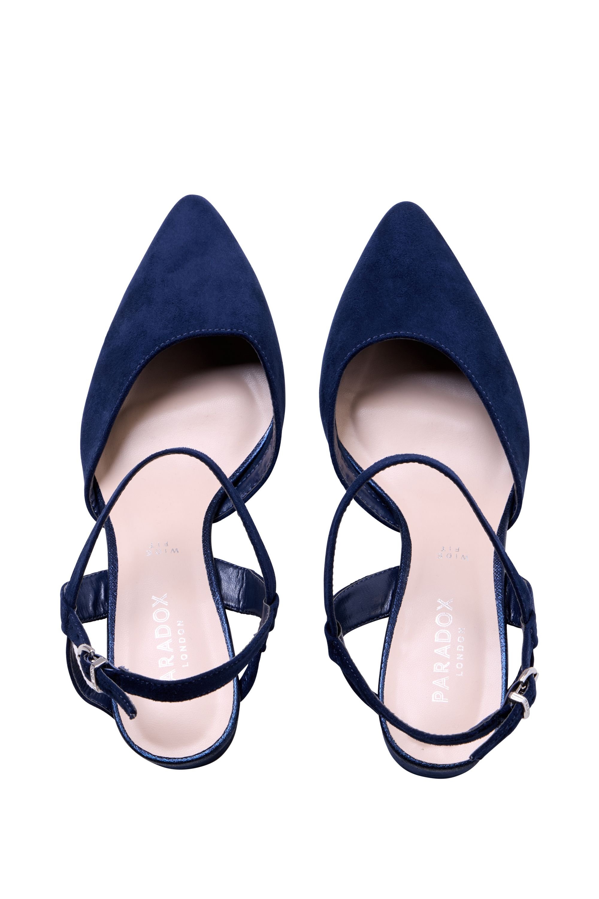 Paradox London Paradox London Women's Gloriette' Wide Fit Block Heel Court Shoes in Navy - 3