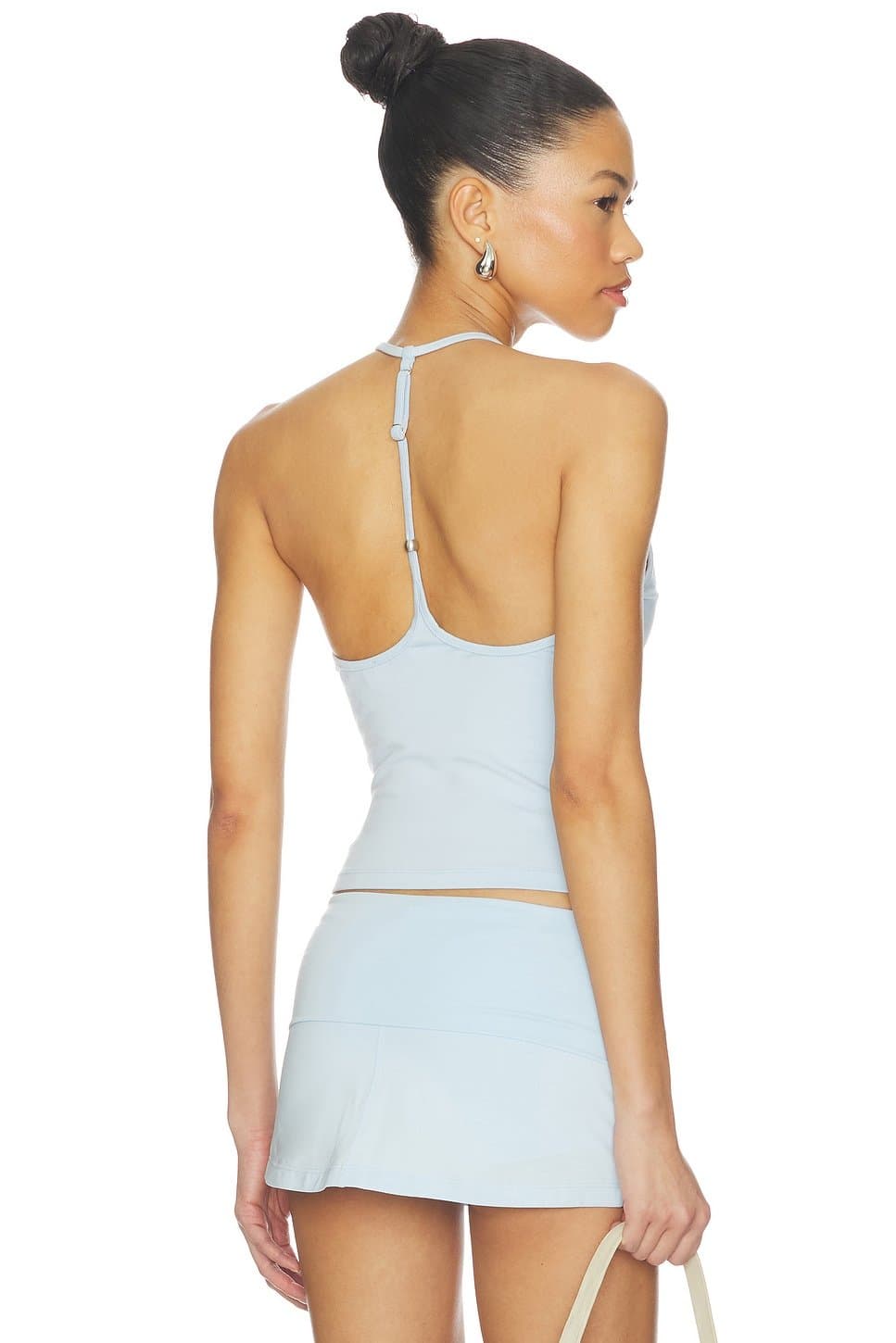 revolve Revolve Powder Blue Cotton Jersey Halter Top