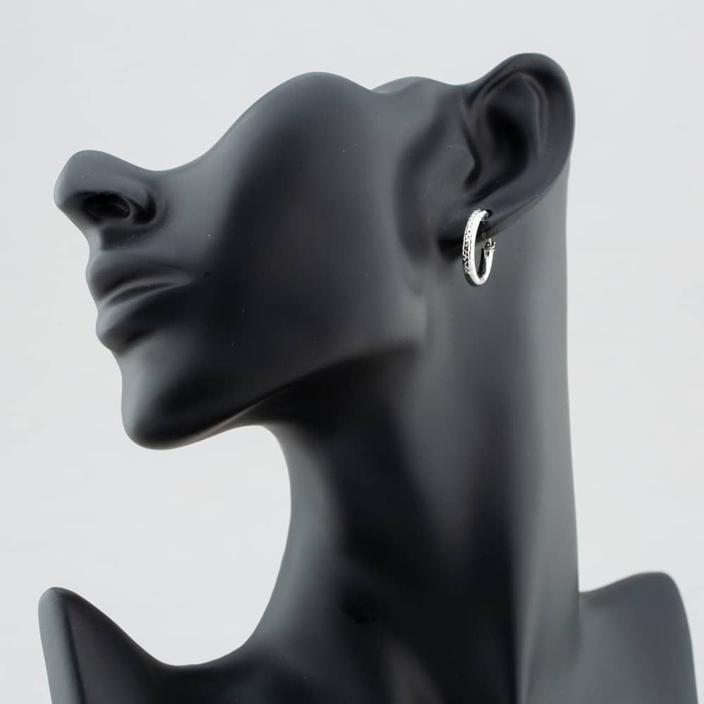 T.H.Baker T.H.Baker Women's 9ct White Gold Diamond-cut Creole Earrings 5.51.1902 in Silver - 2