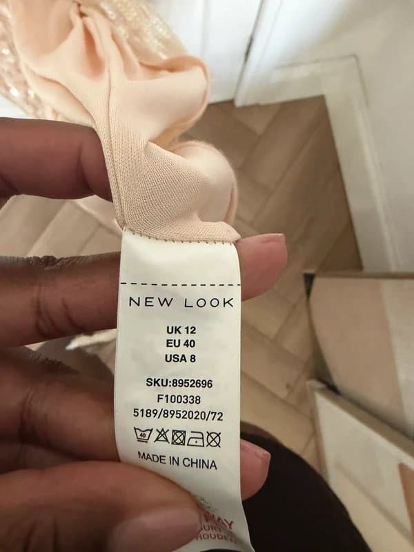 New Look New Look GOLD UK 12 pink sequin dress with slit