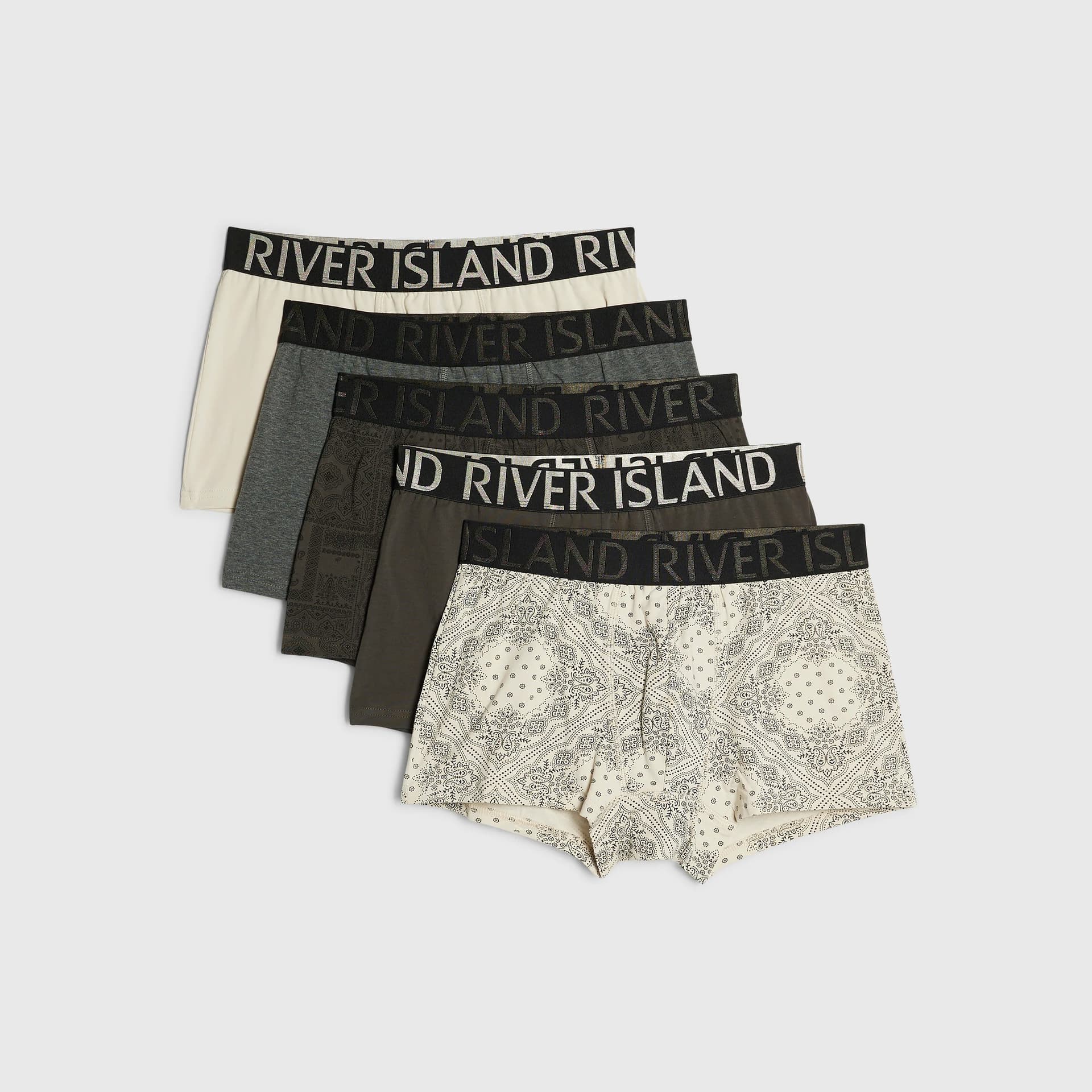 River Island Mens River Island Black Paisley Bandana Print Pack Of 5 Trunks