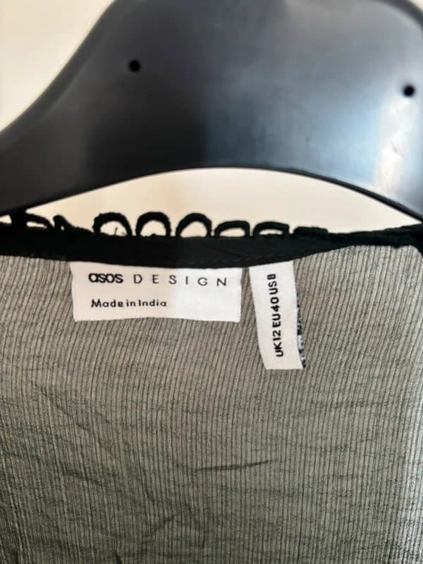 ASOS Design ASOS Design size 12 dark green / black BNWT long sleeve frill blouse