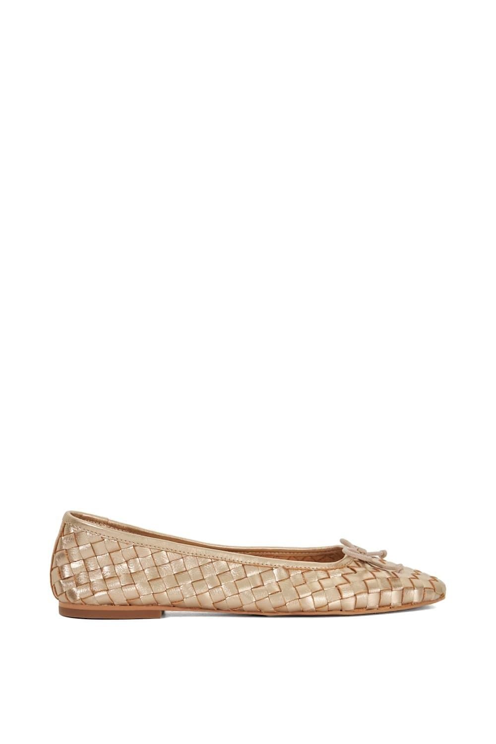 Dune London Dune London Gold Leather Ballet Pumps