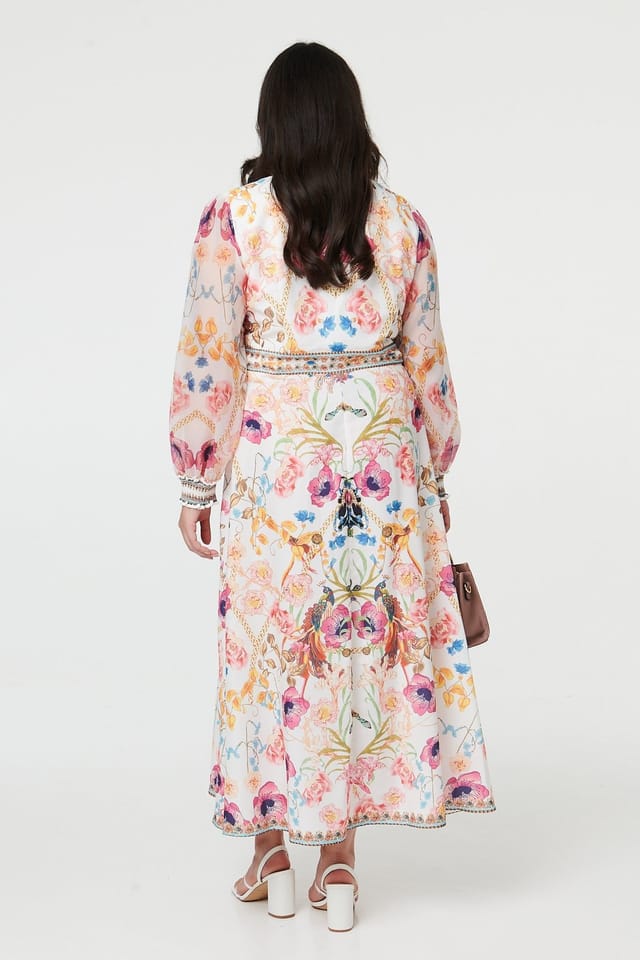 Izabel London Izabel London Women's Curve Floral Border Print Maxi Dress in Pink - 3