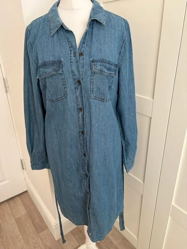 TU Blue Chambray Button Front Midi Dress