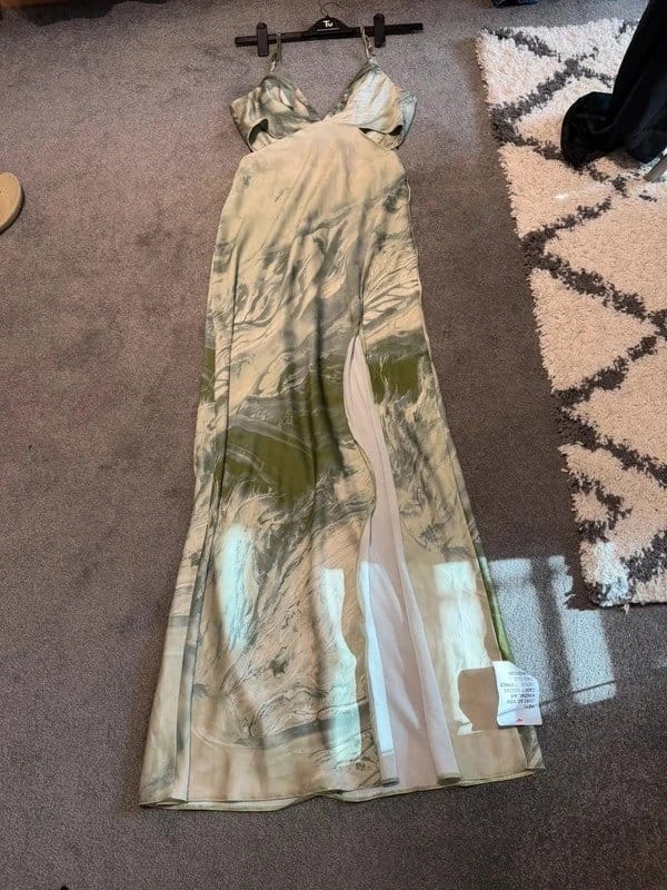 ASOS Design Ladies asos design marble print green cut out maxi dress with slit - 1