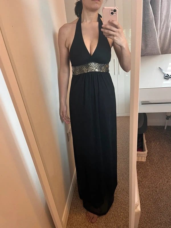 New Look Black Maxi Halter Neck Dress Size 10
