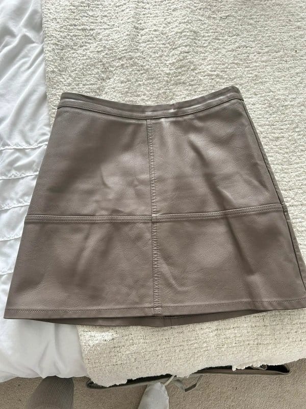 New Look Beige Faux Leather Mini Skirt