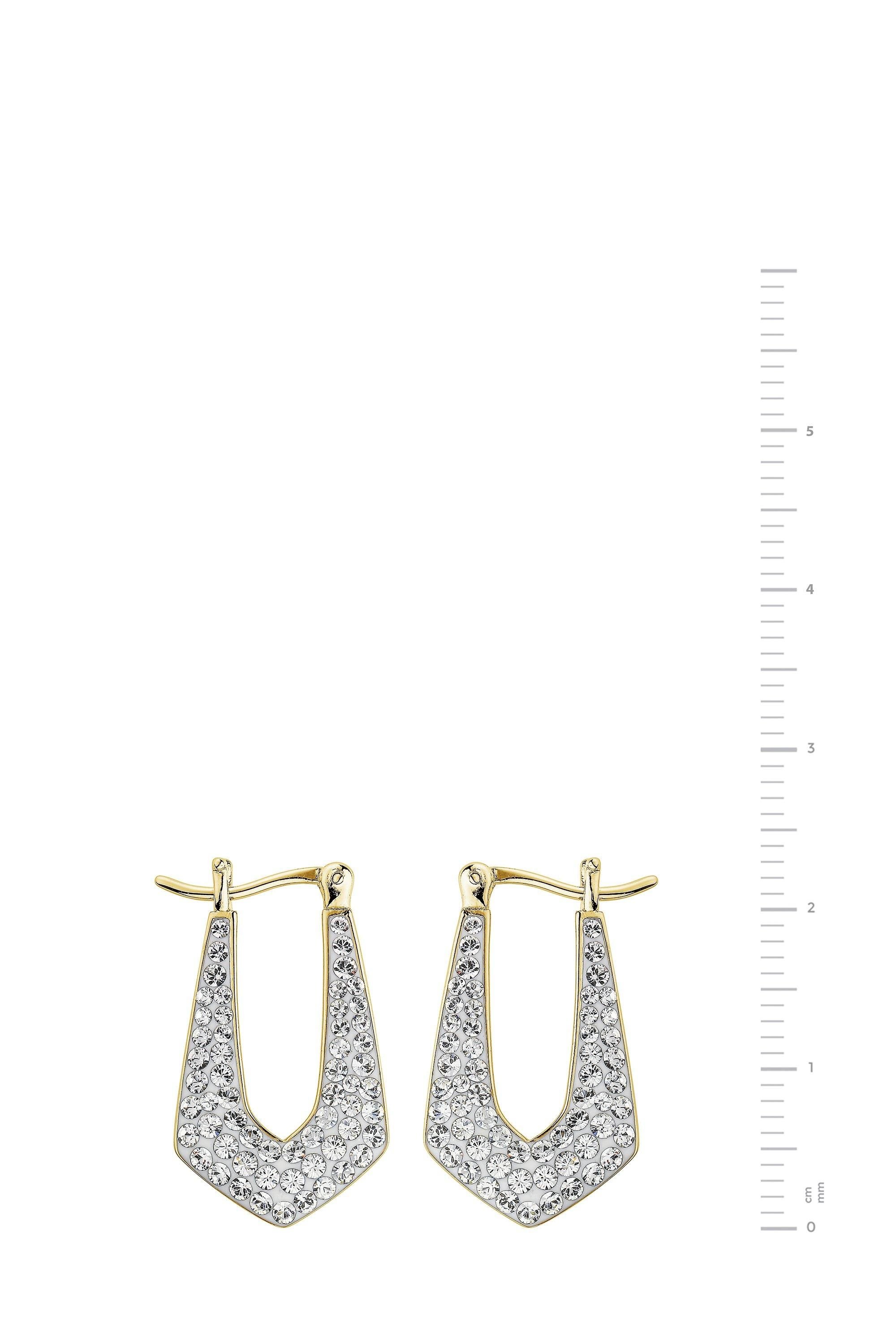 The Fine Collective The Fine Collective Women's Sterling Silver Gold Plated Crystal Crystal Geo Hoop Earrings - 3