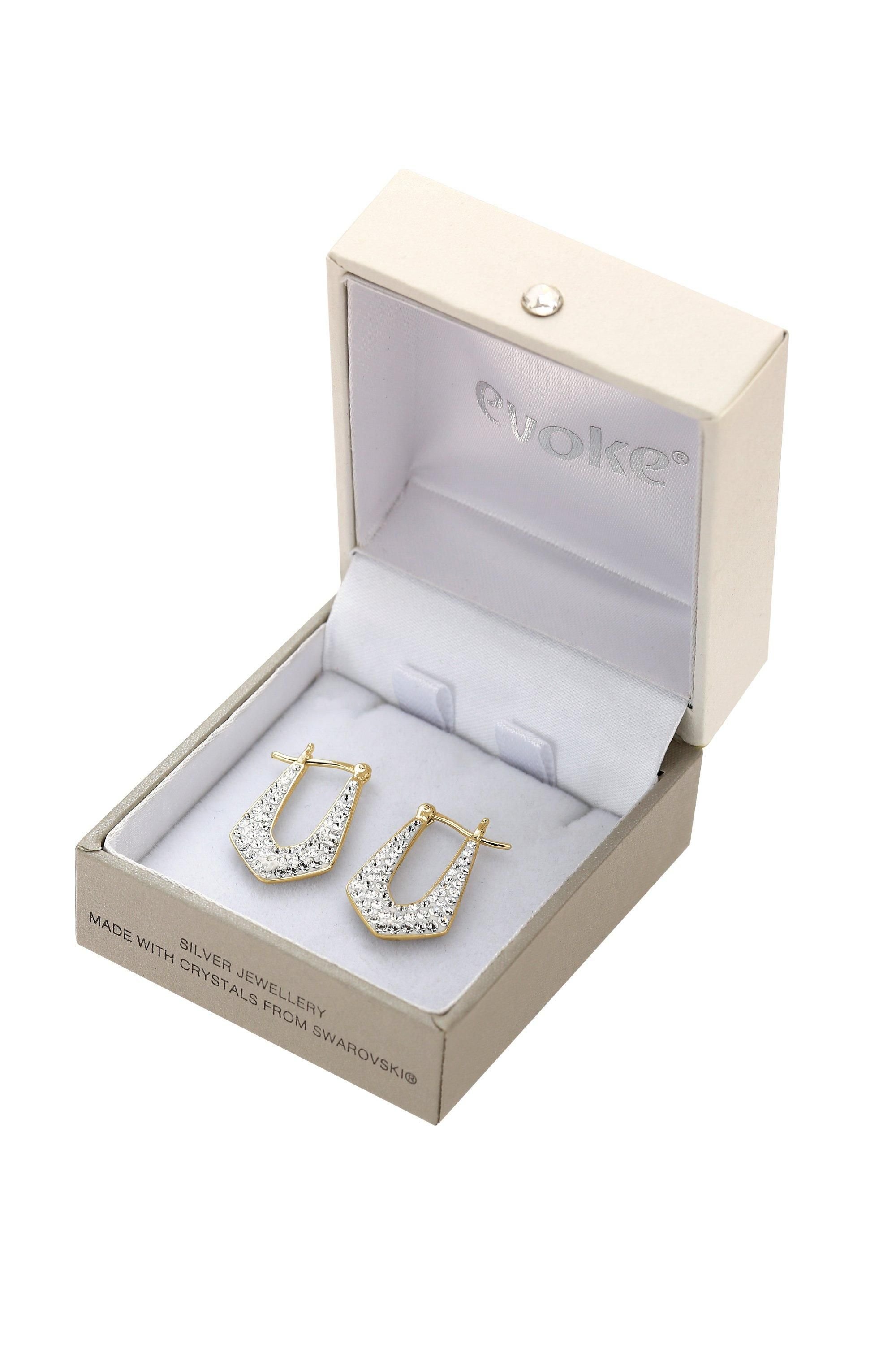 The Fine Collective The Fine Collective Women's Sterling Silver Gold Plated Crystal Crystal Geo Hoop Earrings - 4