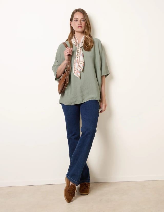 Blue Vanilla Scarf Viscose Top - 2