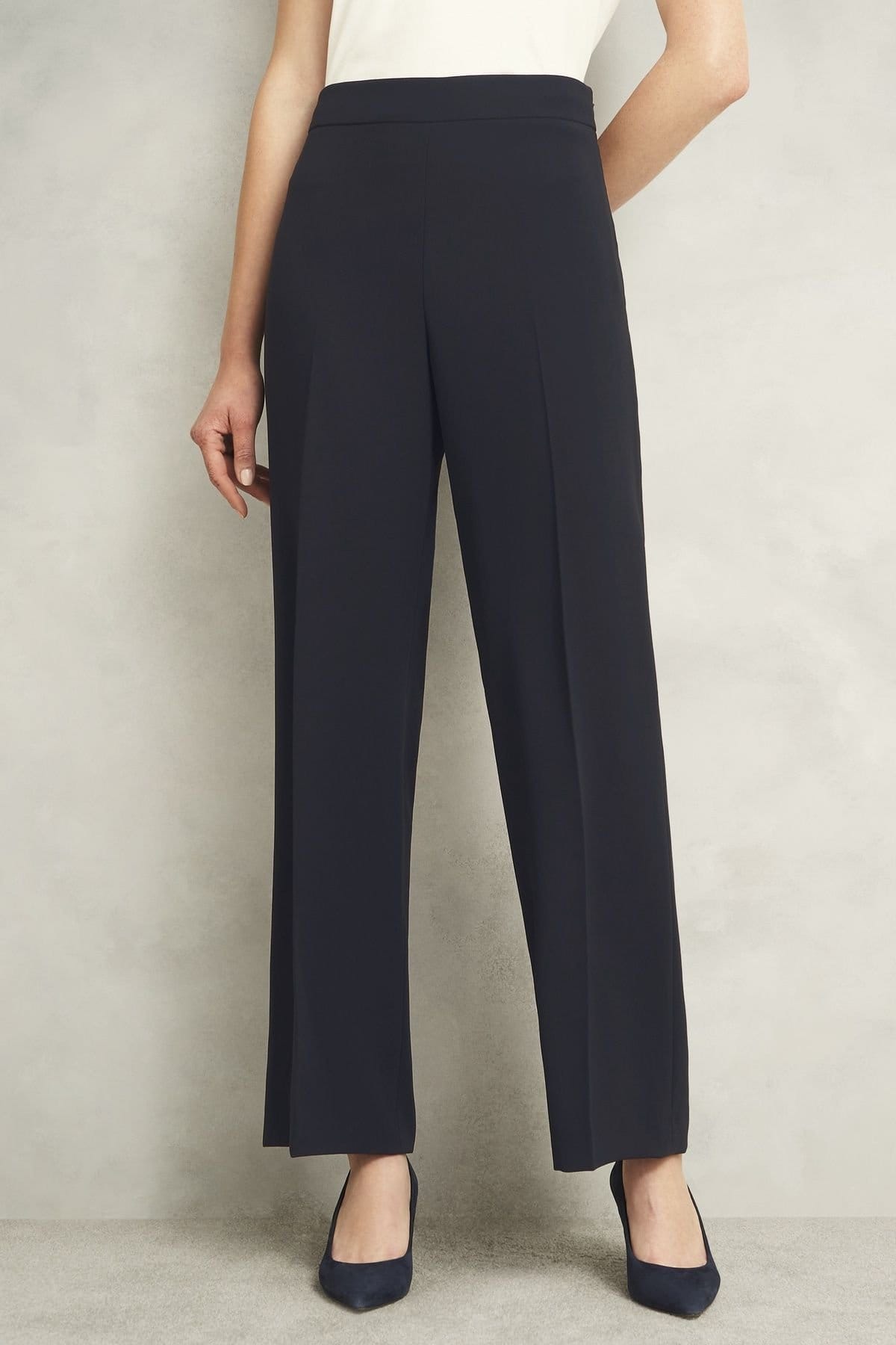 Hobbs London Dark Navy Wide-Leg Trousers