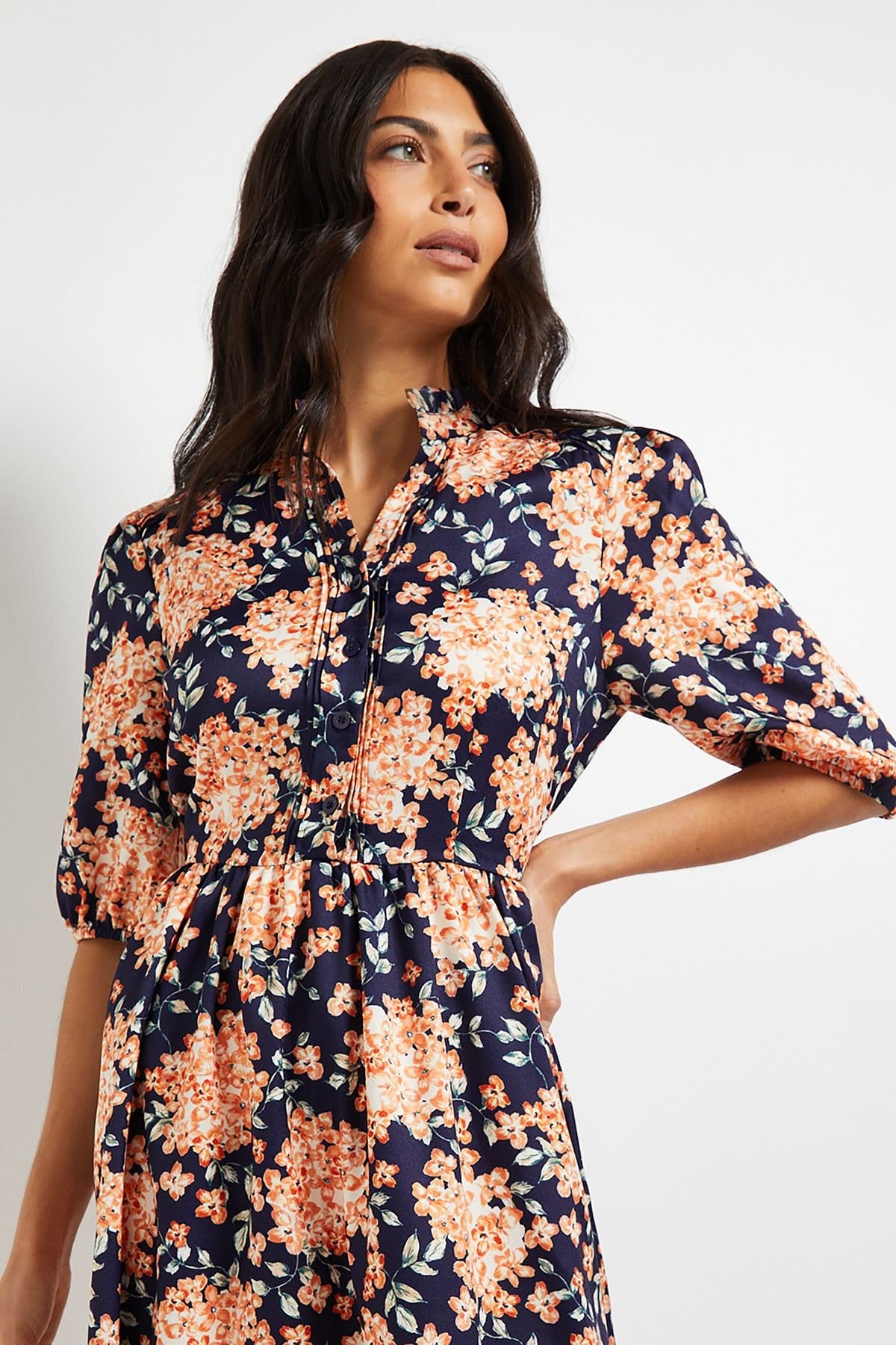 Wallis Wallis Women's Summer Floral Midi Tea Dress in Navy - 4