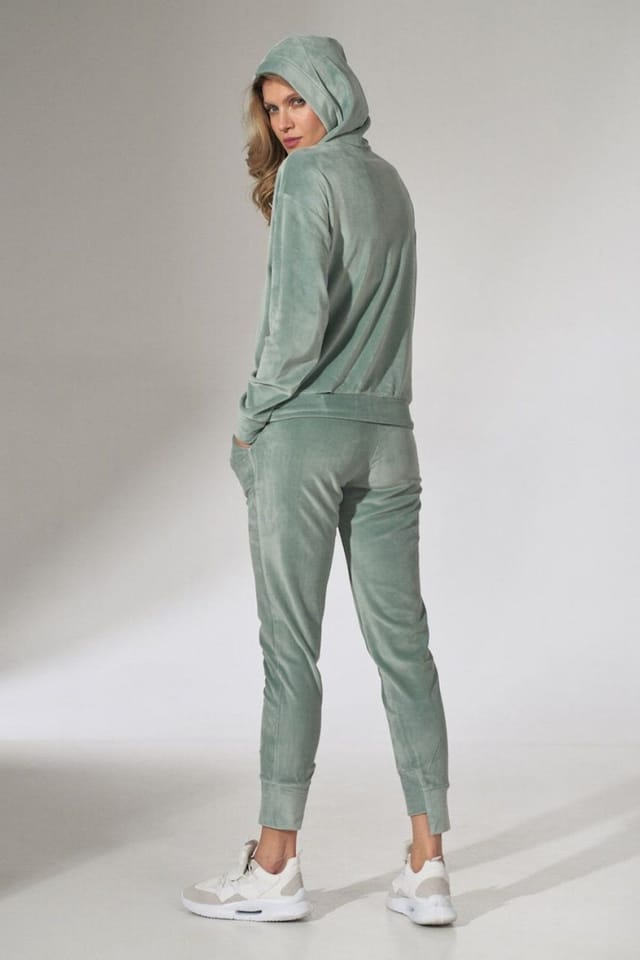Love Lace Love Lace Women's Mint Velour Drawstring Sweatpants with Pockets - 3