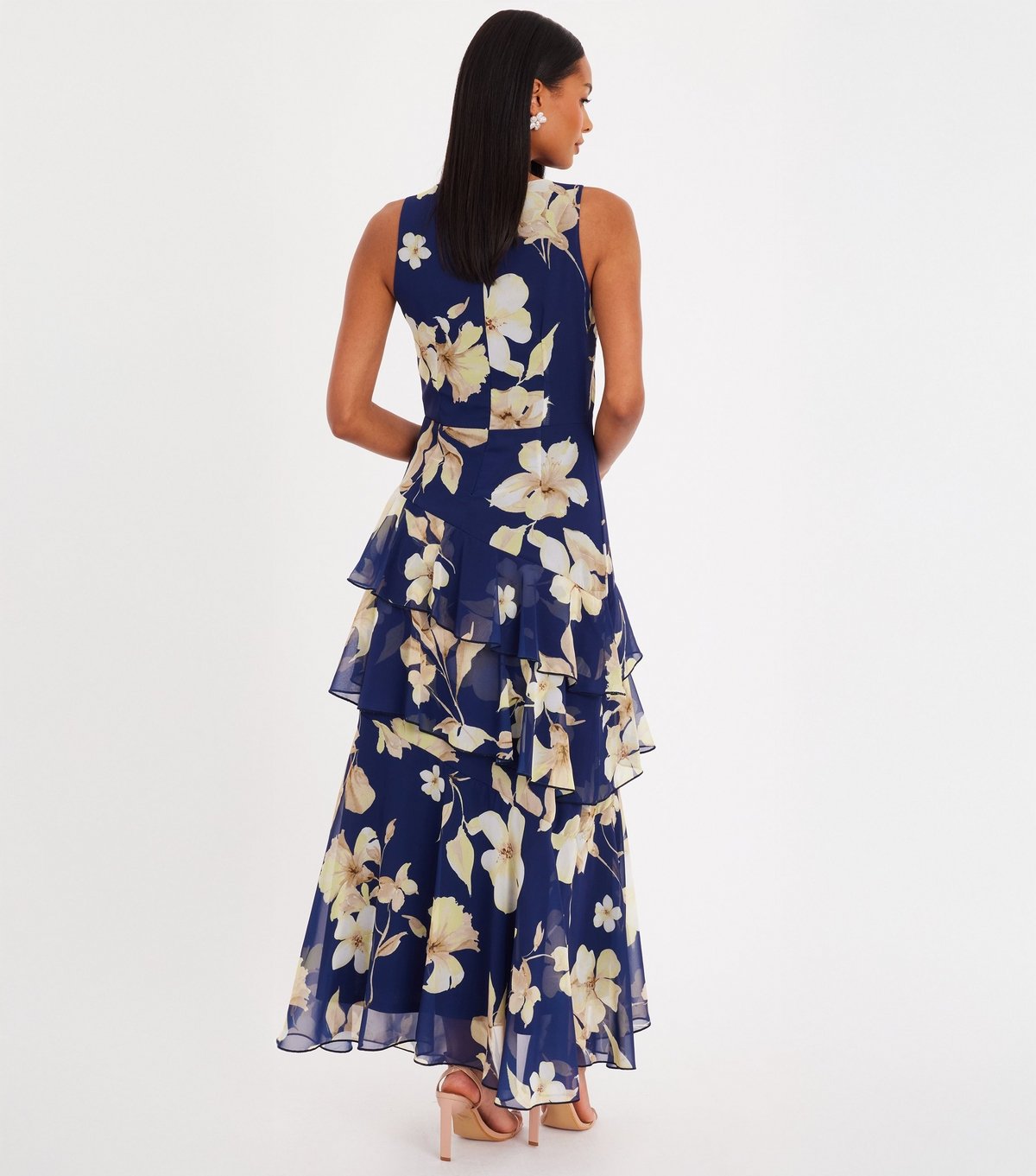 Quiz Women's Navy Chiffon Floral Midaxi Dress Quiz New Look - 4