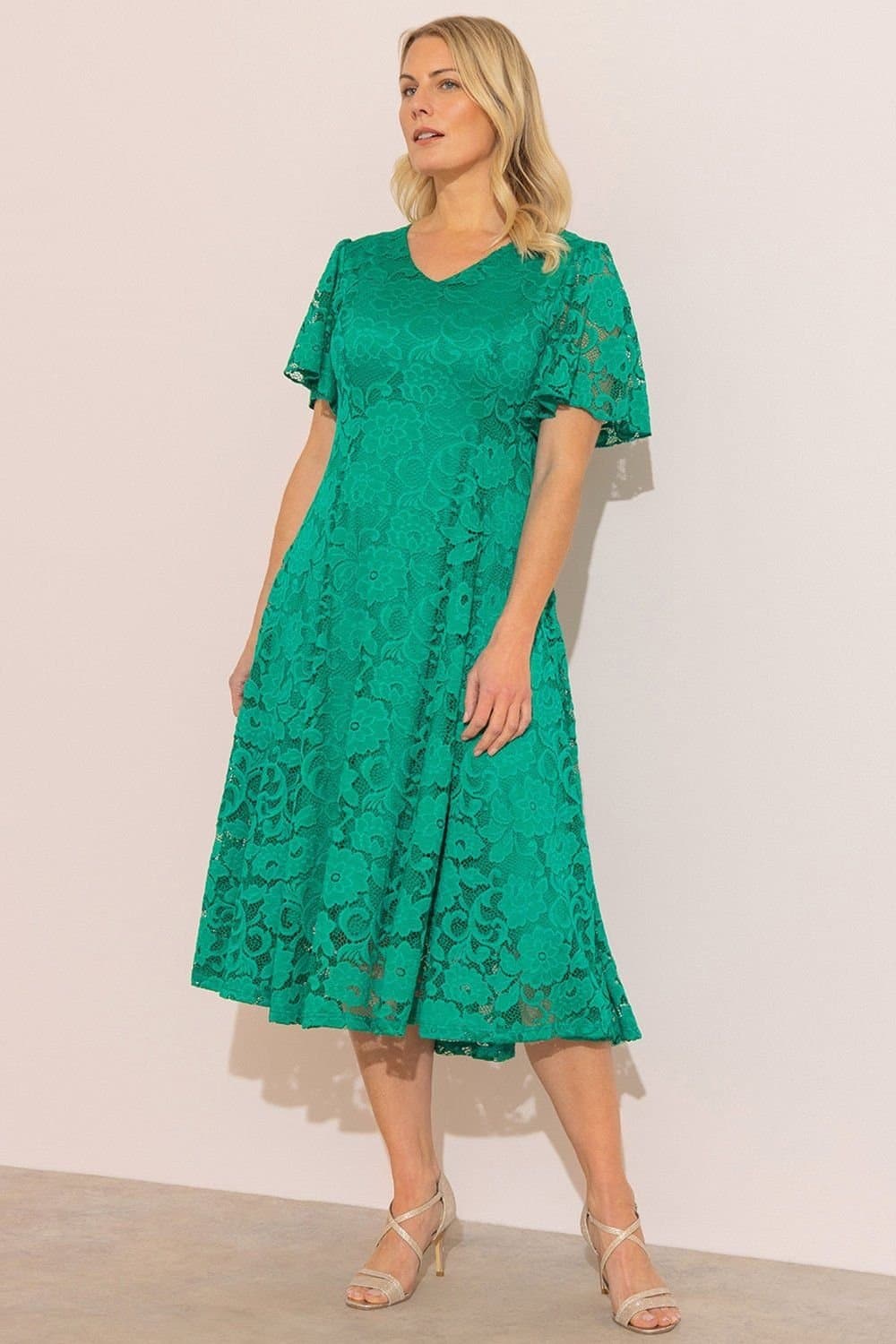 Anna Rose Anna Rose Women's Floral Lace Dress in Jade