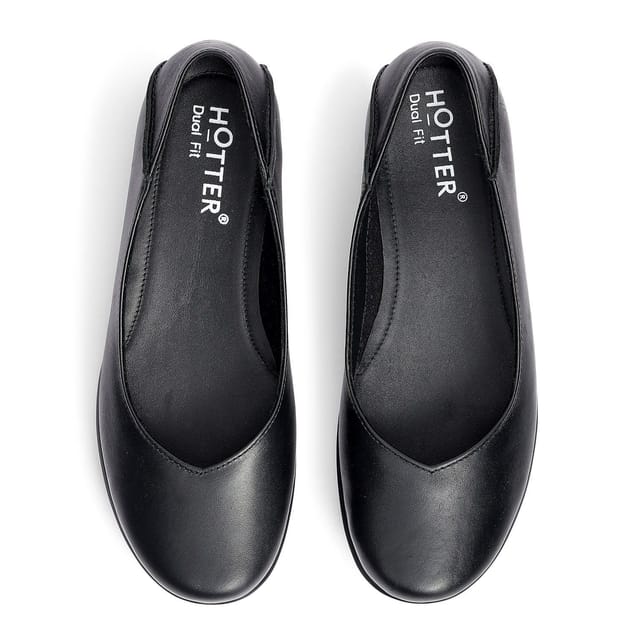 Hotter Hotter Women's Extra Wide 'Birdie' Ballerina Pumps in Black - 3
