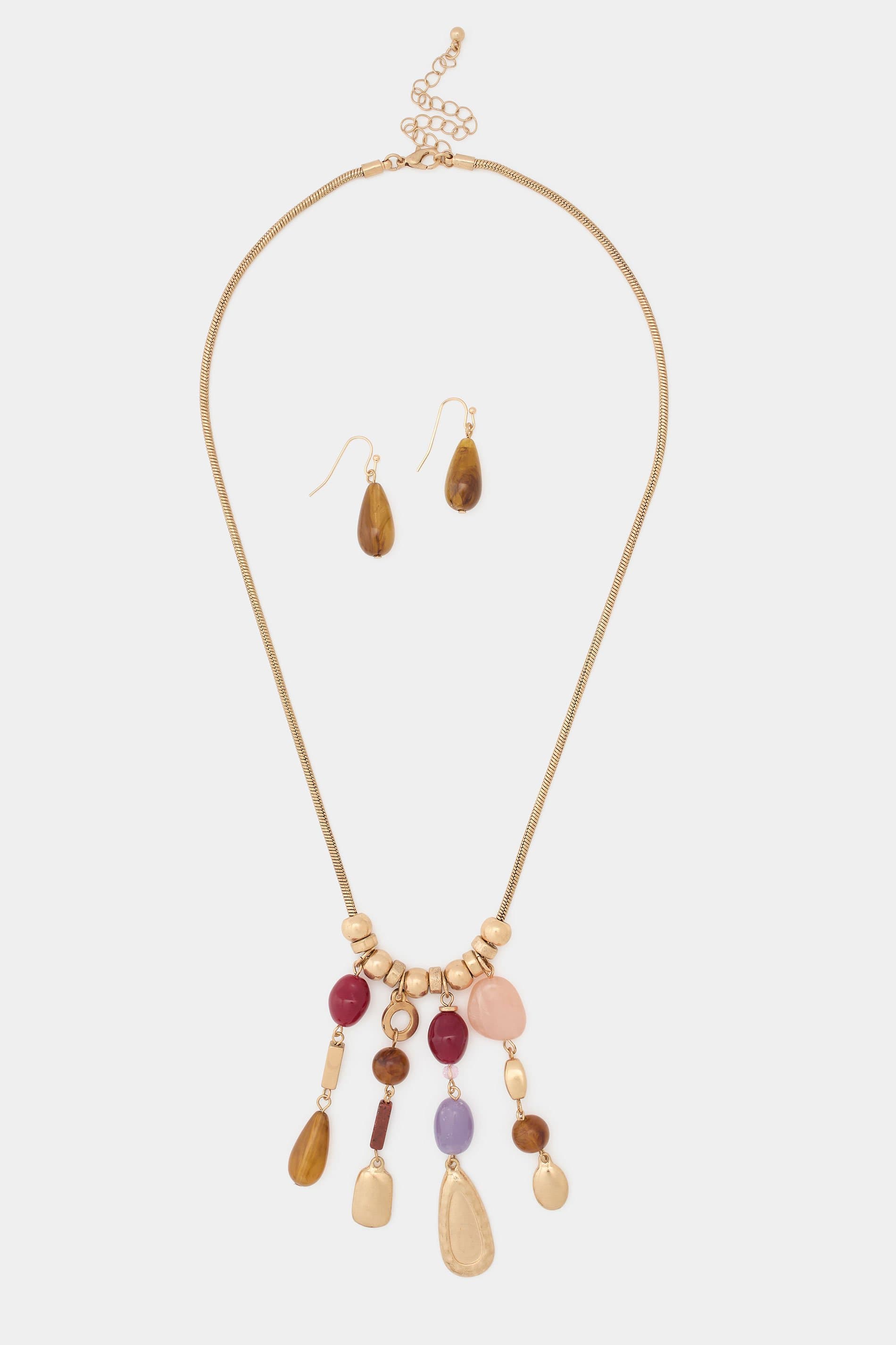 Yours Gold Tone Mixed Bead Necklace & Earring Set