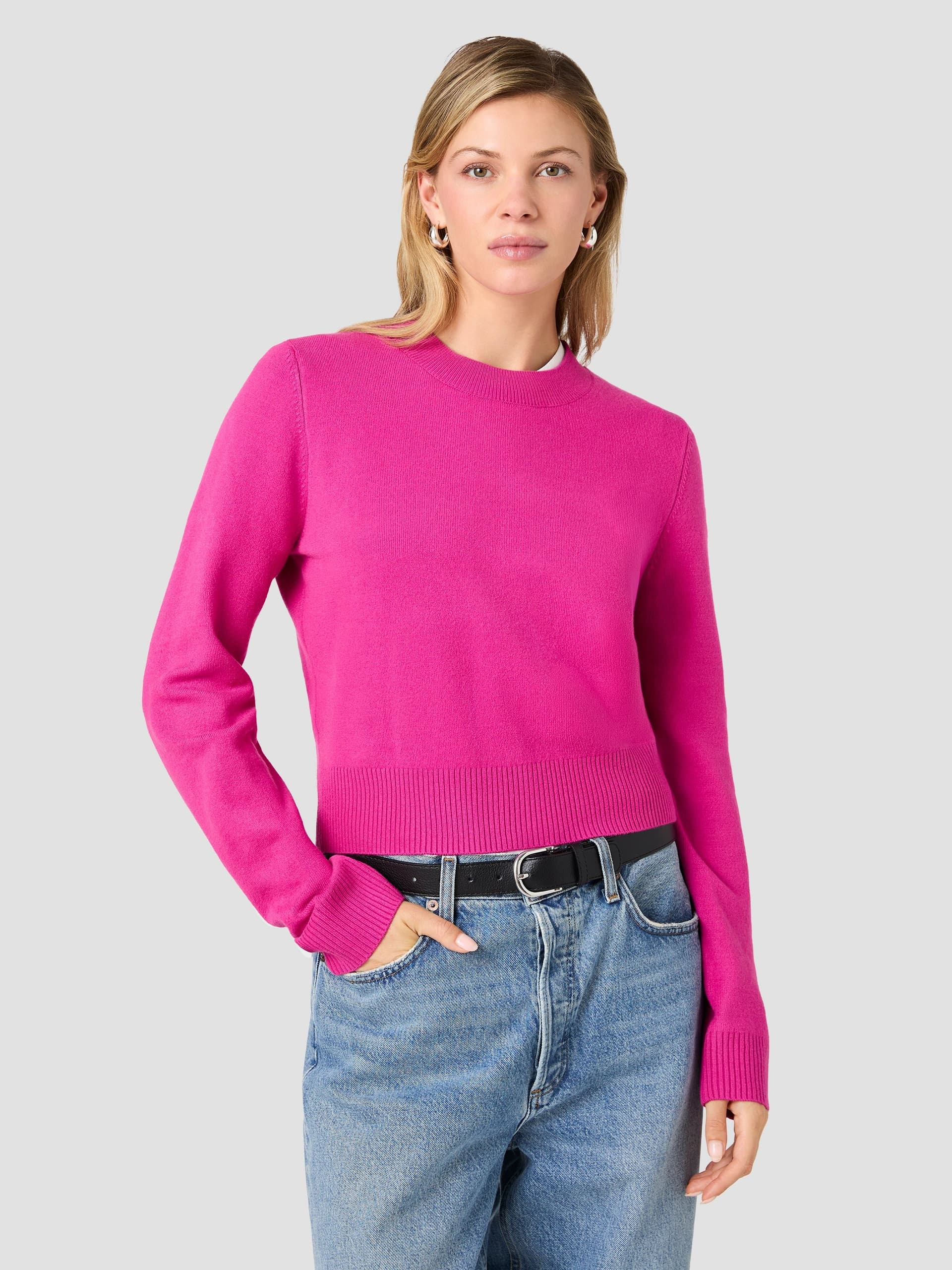 French Connection Bright Pink Babysoft Crew Neck Jumper Hot Magenta