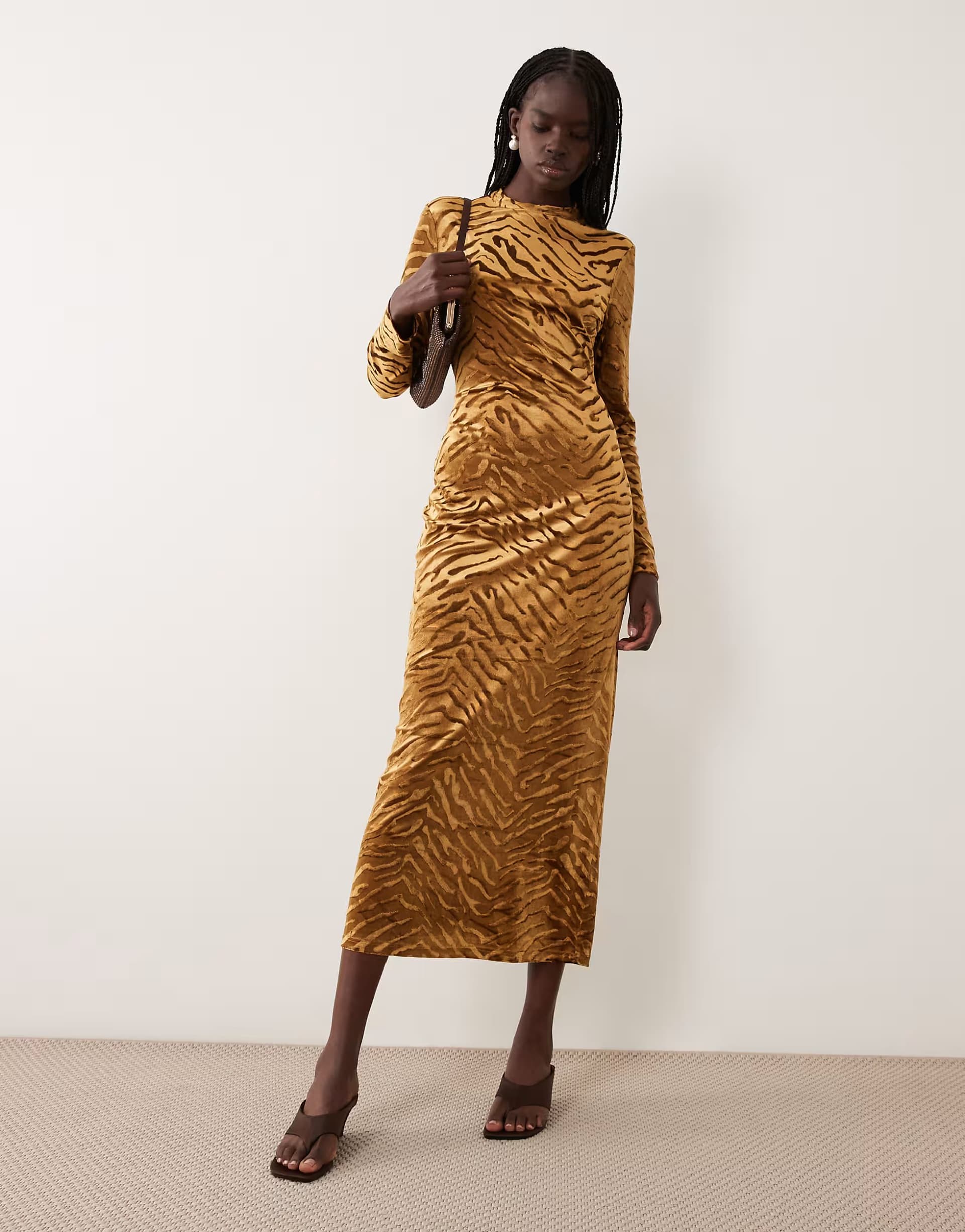 ASOS Ghospell velvet flocked maxi dress in tiger print