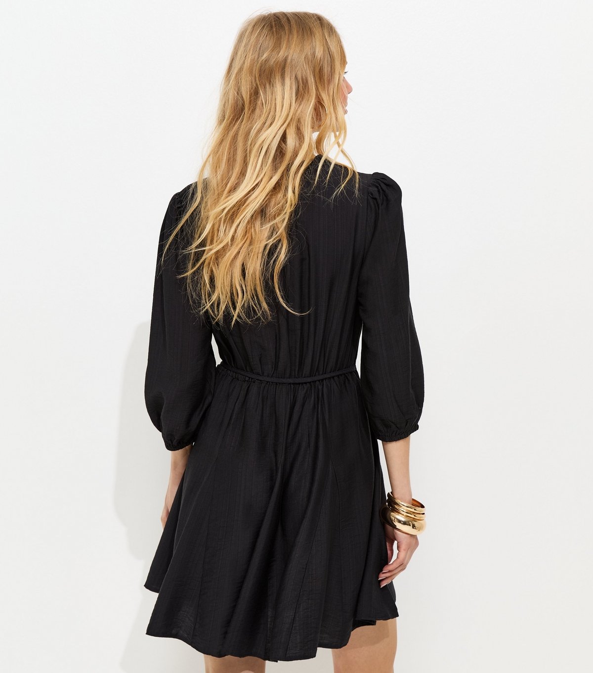 New Look Women's Black Godet Skirt Belted Mini Shirt Dress New Look - 4