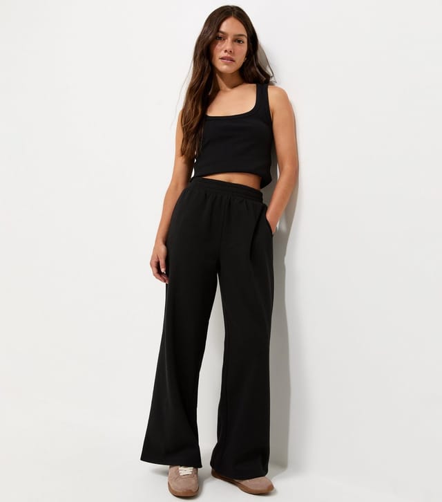 New Look Women's Petite Black Cotton Rich Wide Leg Joggers New Look - 2