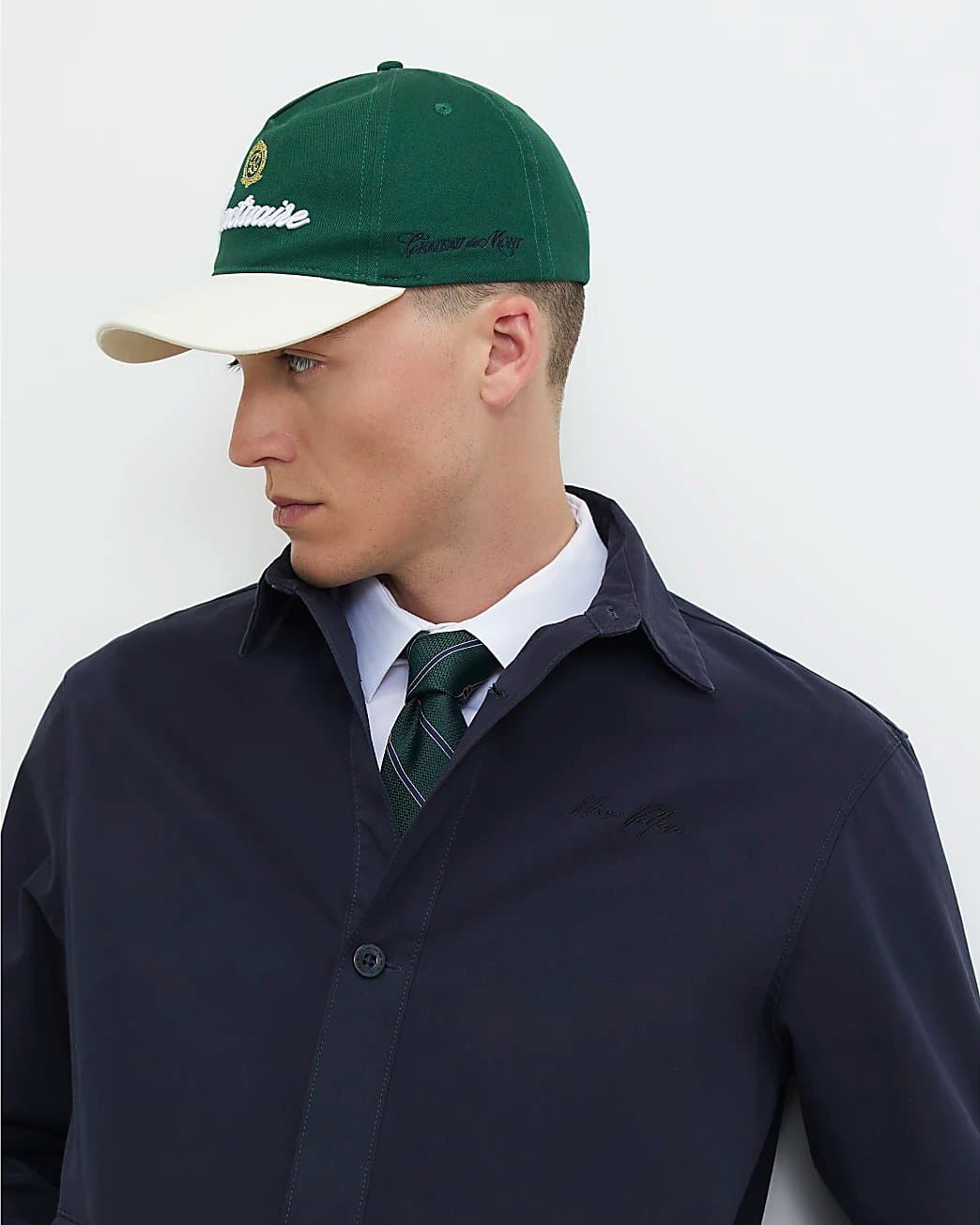 River Island Mens River Island Green Sanctuaire Crest Cap