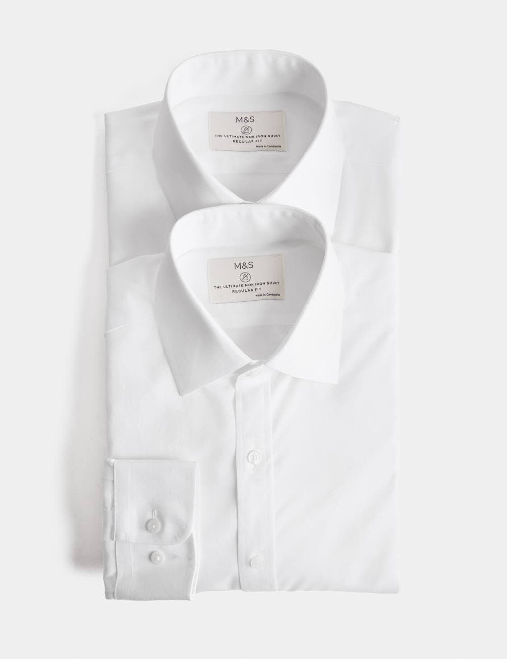 Marks & Spencer M&S Ultimate 2 Pack Regular Fit Non Iron Shirts White