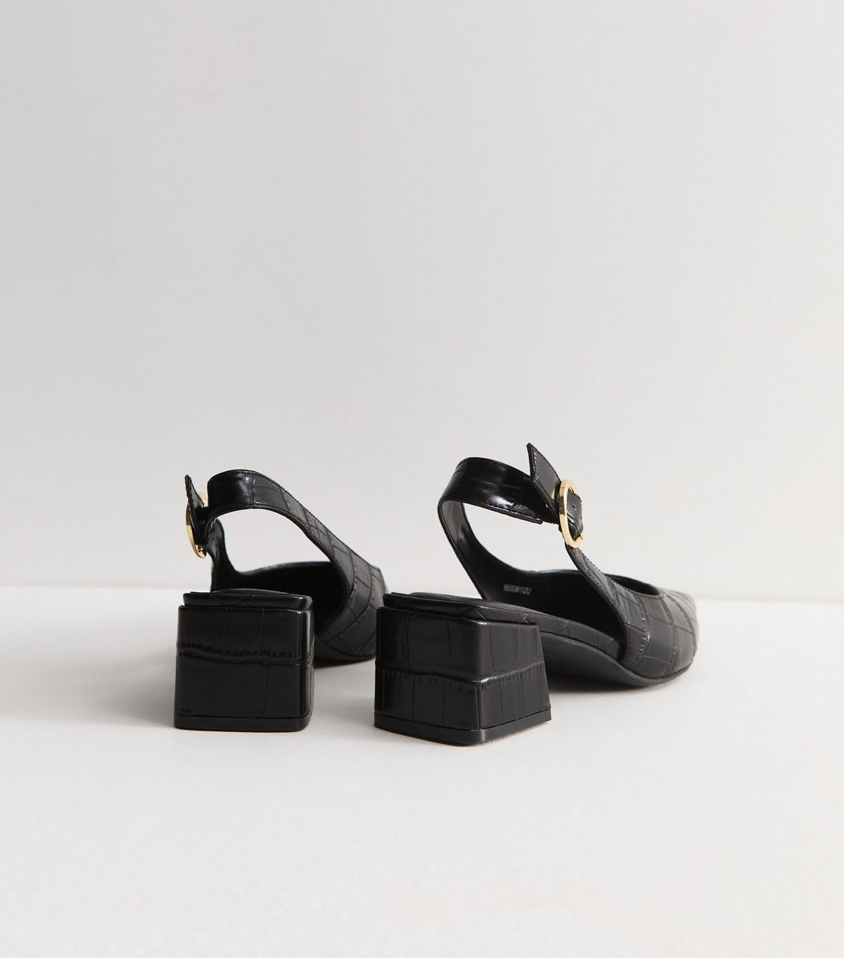 New Look Women's Wide Fit Black Faux Leather Crocodile Embossed Block Heel Pumps Vegan New Look - 4