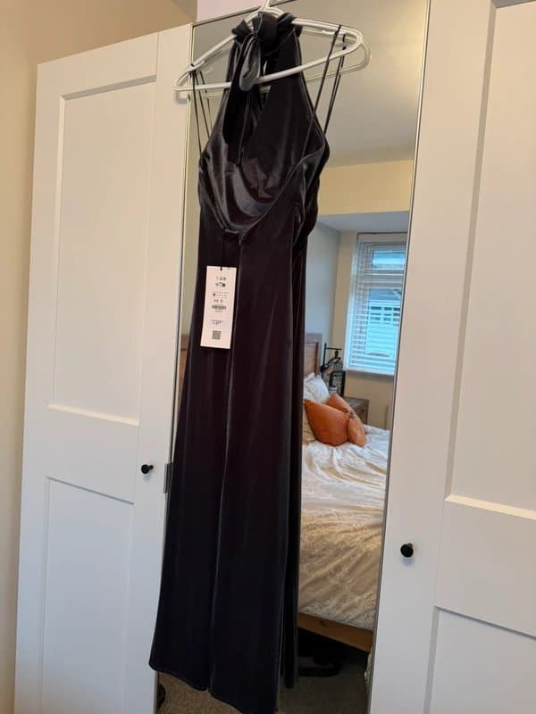 Bershka Charcoal grey velvet dress