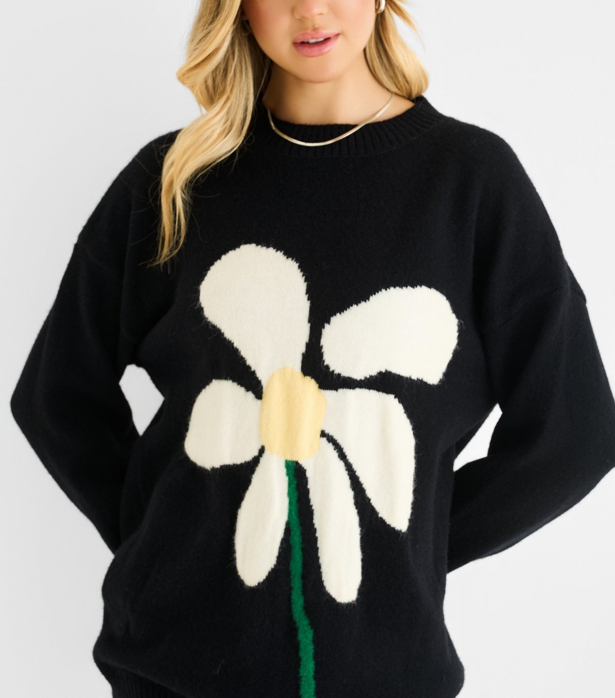 Gini London Women's Black Floral Painting Oversized Jumper Gini London New Look - 2