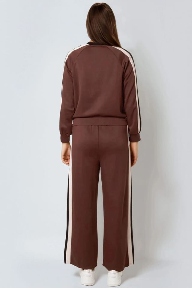 Aftershock London Aftershock London Women's Stripe Bomber Jacket & Jogger Set in Brown - 3