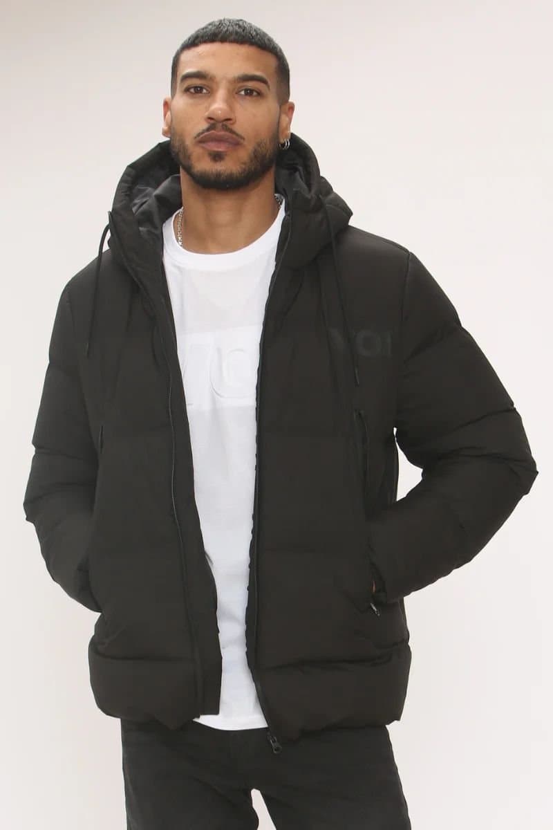 Voi London Voi London Men's Hooded Puffer Jacket in Black