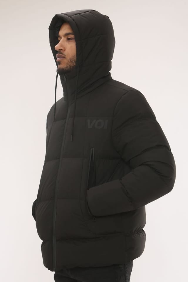Voi London Voi London Men's Hooded Puffer Jacket in Black - 3