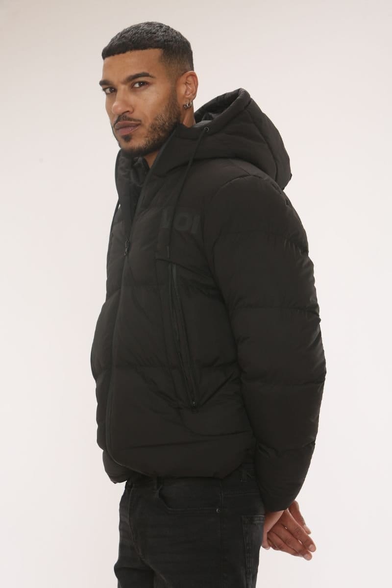 Voi London Voi London Men's Hooded Puffer Jacket in Black - 4