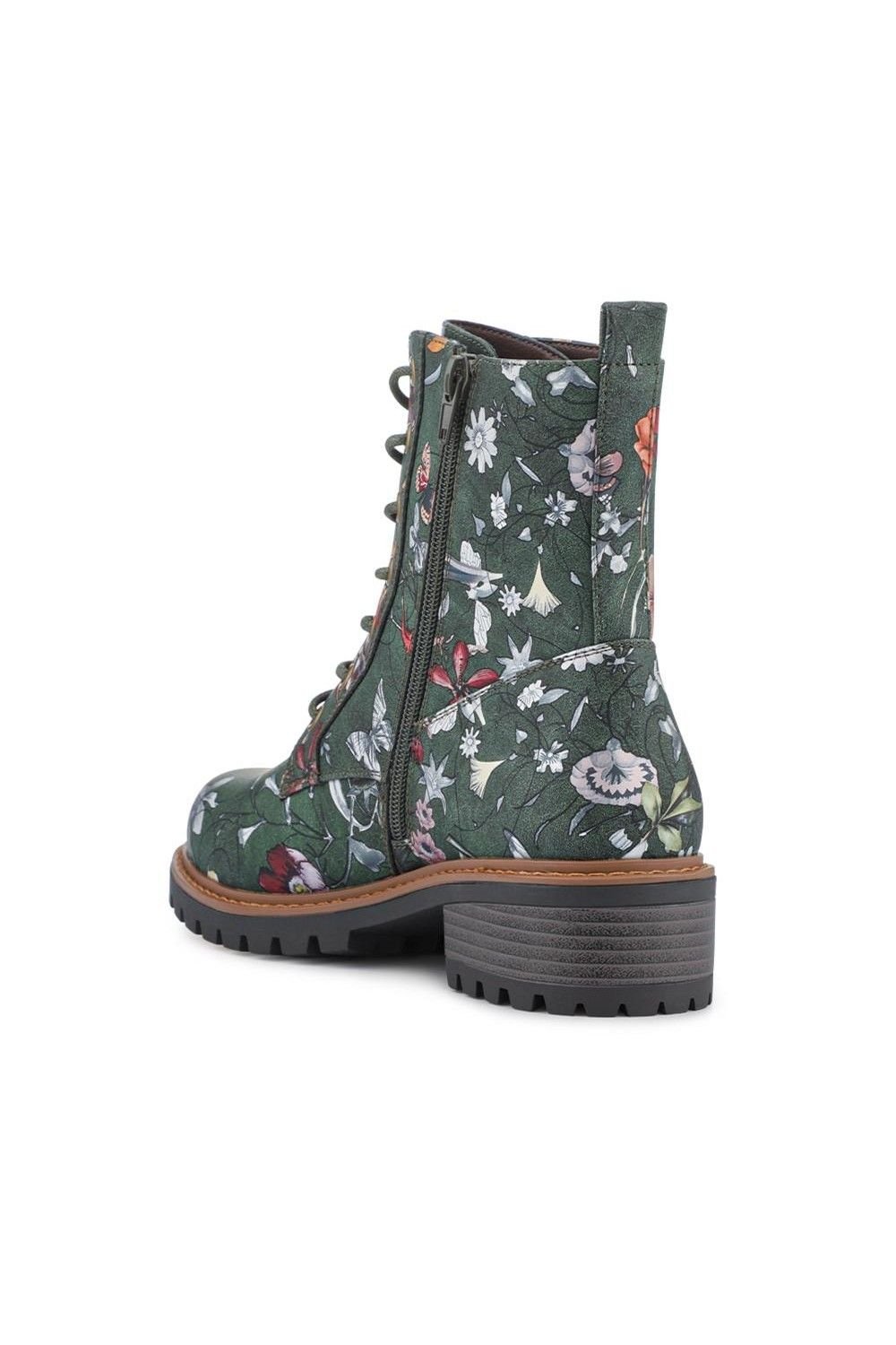 Pavers Pavers Women's Wide Fit Lace Up Ankle Boots in Green - 3