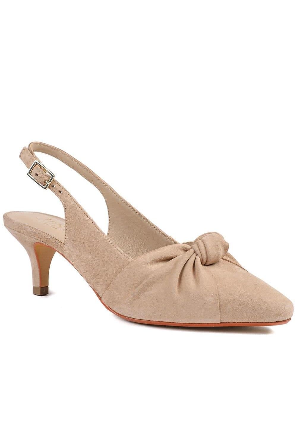 Jones Bootmaker Jones Bootmaker Women's Zie Leather Bow Detailed Slingback Sandals in Beige