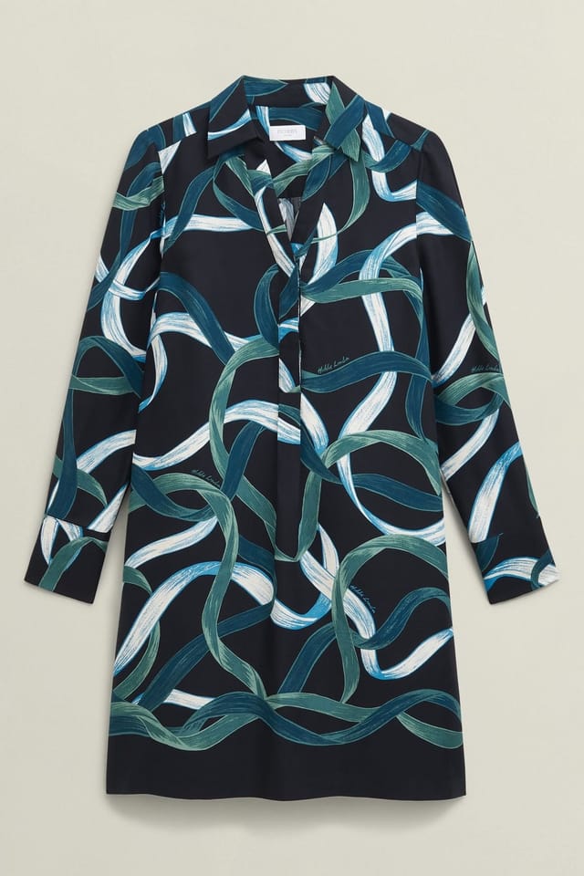 Hobbs London Hobbs London Women's Marianne Ribbon Print Dress in Dark Navy - 2