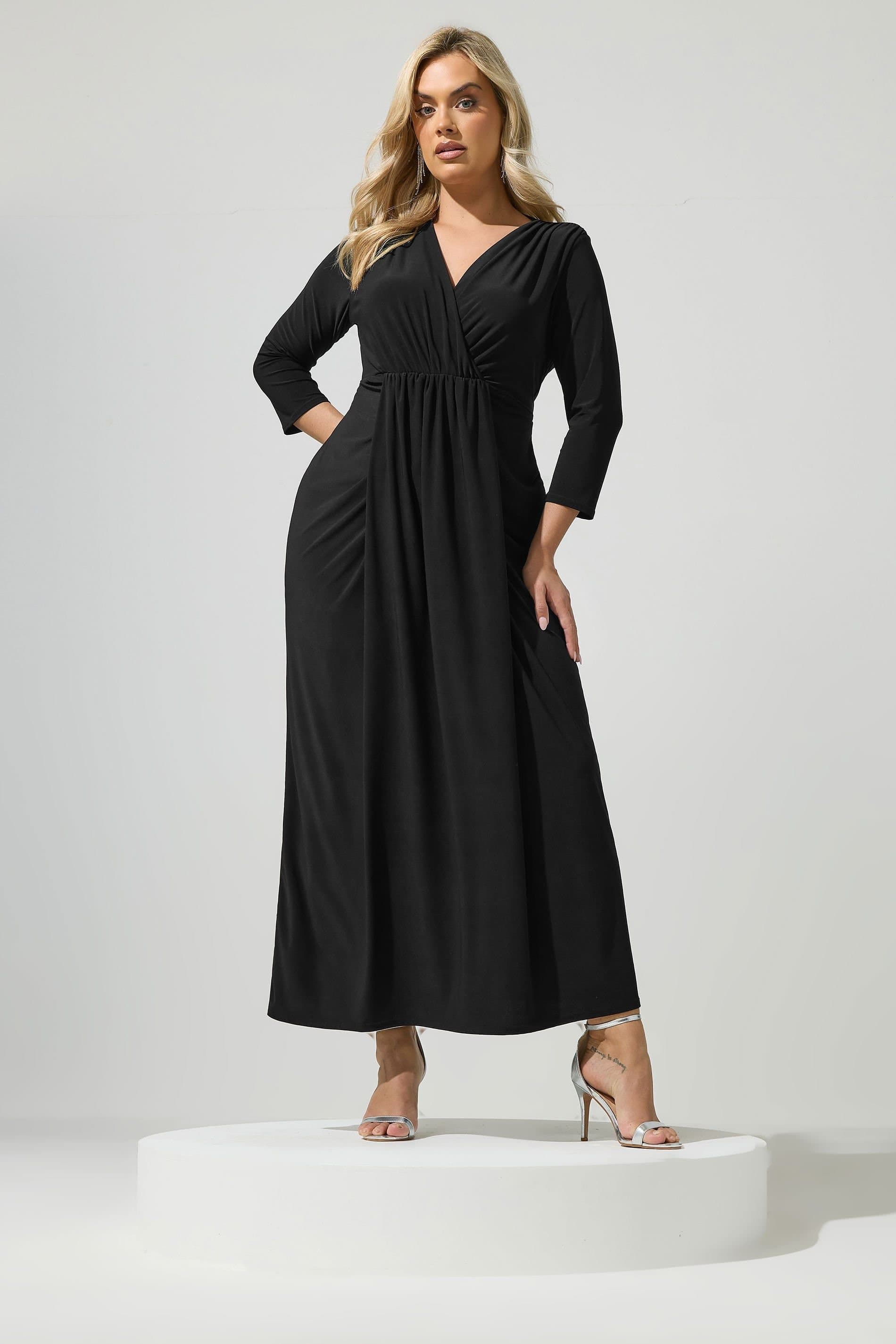 Yours Yours Women's Maxi Drape Dress in Black