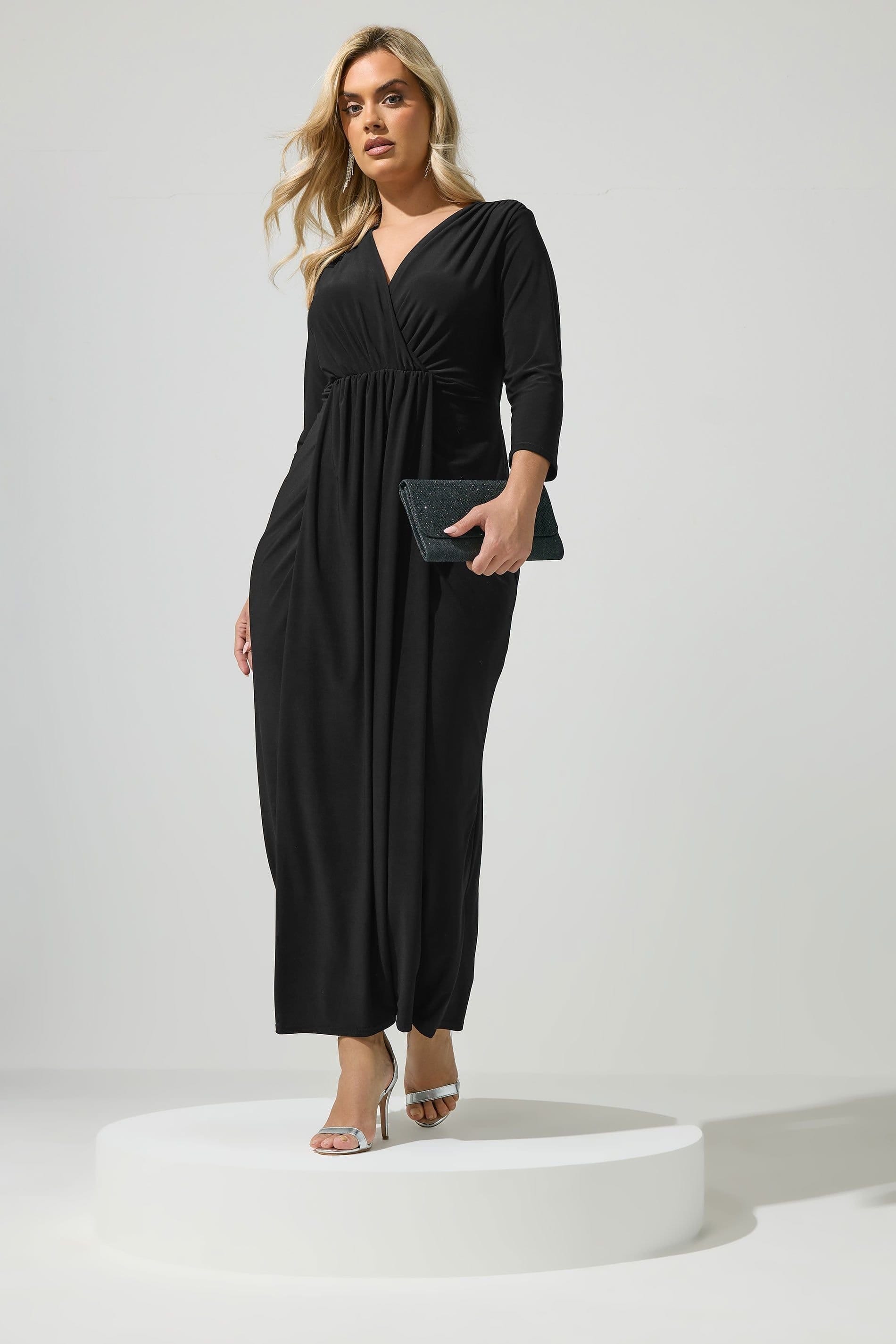 Yours Yours Women's Maxi Drape Dress in Black - 4