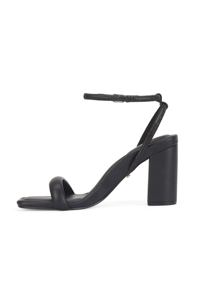 MALOW LONDON MALOW LONDON Women's Sabrina Block Heel Sandals Buckle Polyurethane Open Toe Block Shoes in Black - 3