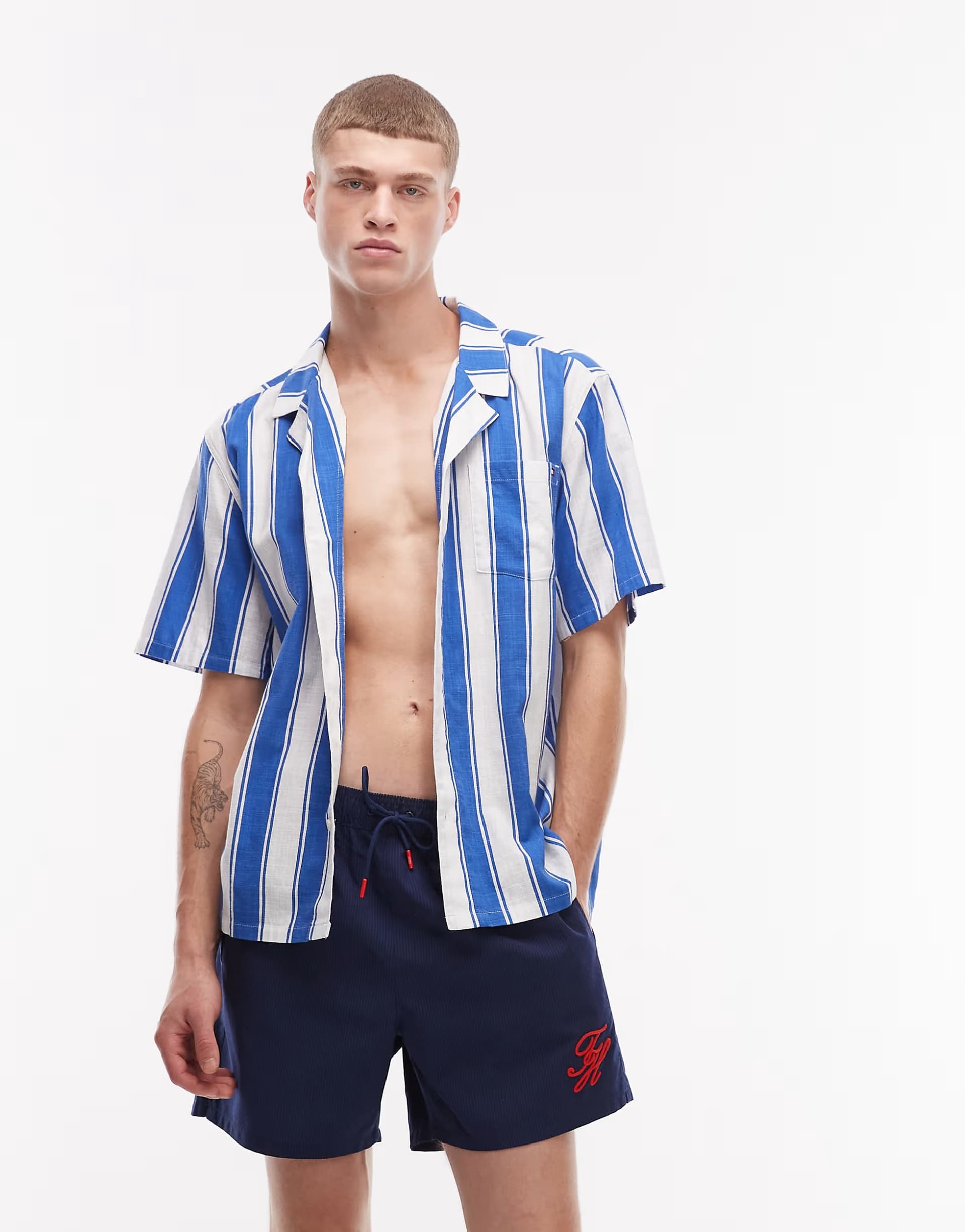 ASOS Tommy Hilfiger resort bowling shirt in blue stripe