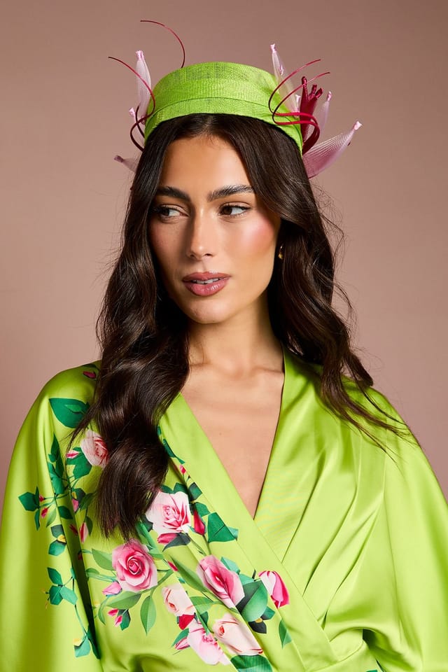 Coast Coast Women's Lisa Tan Petal & Quill Detail Pill Box Fascinator in Lime - 2