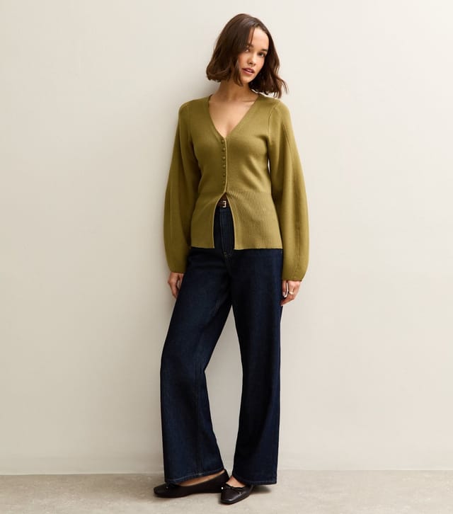 New Look Women's Light Khaki Compact Knit V-Neck Cardigan New Look - 3